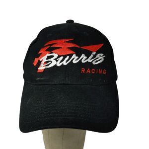 Burris Racing Tires Hat Cap Black Adult Strapback EUC 100% Cotton